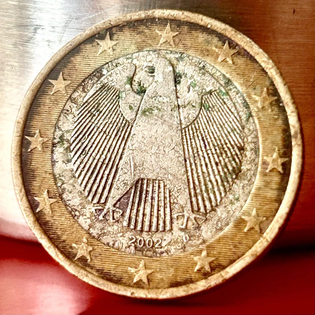 Rare Germany 1 Euro 2002 D Mark Munich Mint of Germany 1st Map Coin Edge Segmented reeding