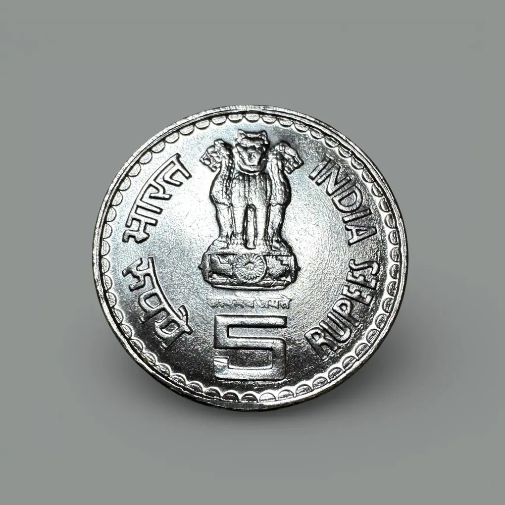 Rs 5 Circulation Strike Coin Only 50 Years Of Khadi And Village Industries Commission UNC Stainless Steel Issue