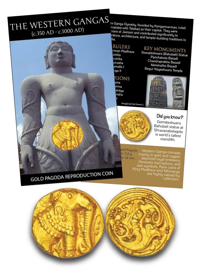 The Western Gangas – Gold Pagoda Reproduction Coin with Beautiful Folder Coin
