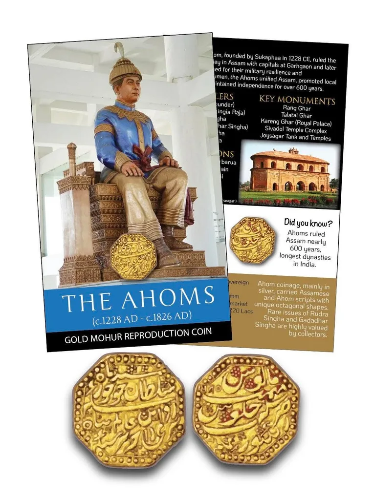 The Ahoms – Gold Mohur Reproduction Coin with Beautiful Folder Coin