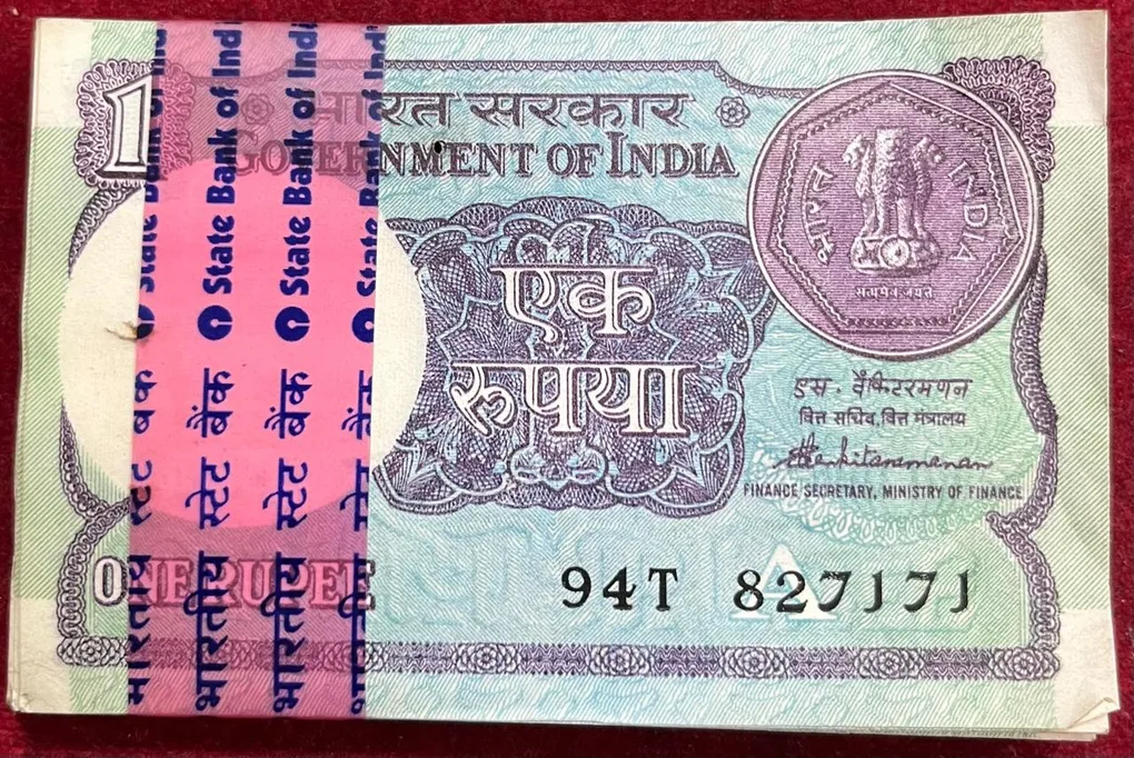 100 Note UNC 1 Rupees MIX Governor LOTT #SKU-7