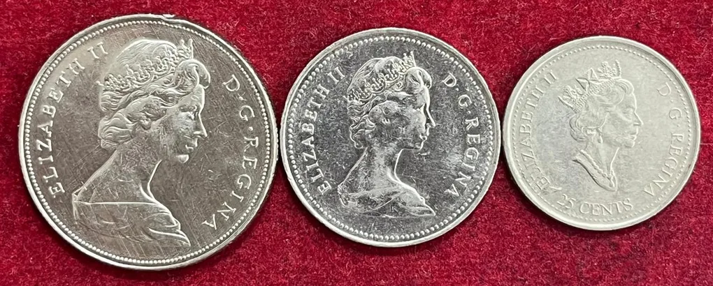 Canada 3 PCS Set 1 Dollar 1/2 Dollar 1/4 Dollar Big Size Old Set #I-76
