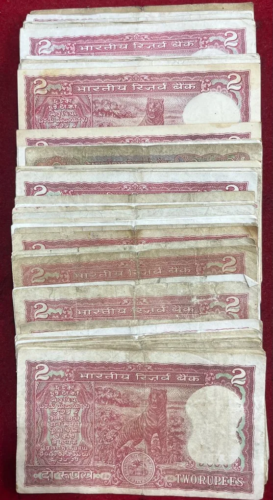 2 Rupees MIX Governor ( 100 PCS LOTT) MIX Condition Rare Note #SKU-44