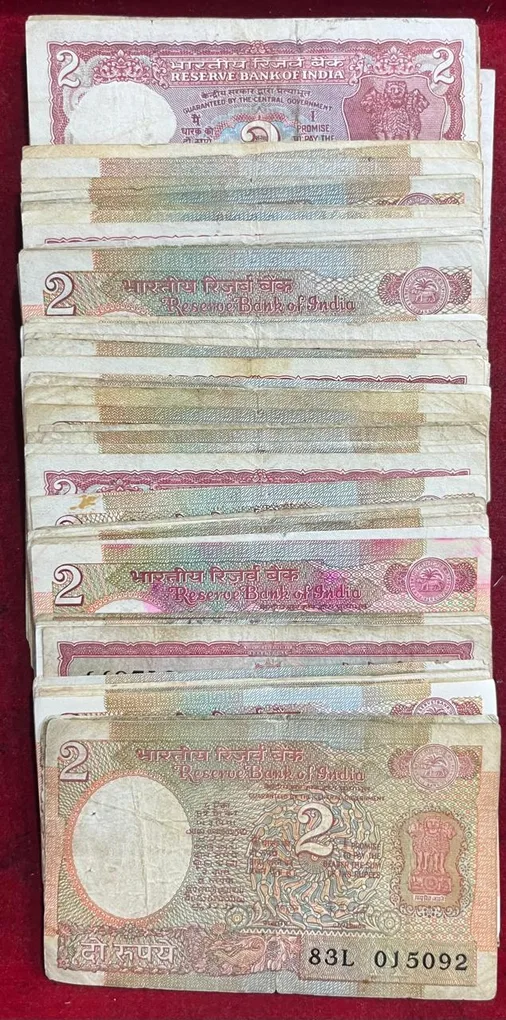 2 Rupees MIX Governor (100 PCS LOTT) MIX Condition Rare Note #SKU-46