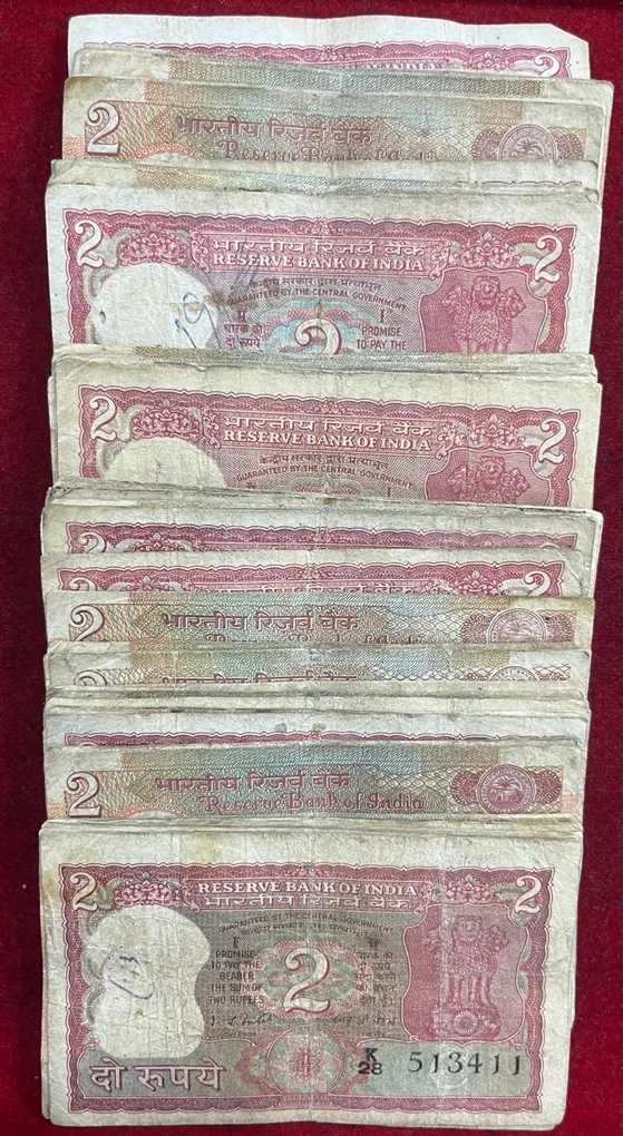 2 Rupees MIX Governor (100 PCS LOTT) MIX Condition Rare Note #SKU-48