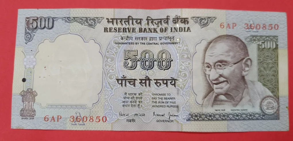 500 Rs Grey Blue Series UNC Condition