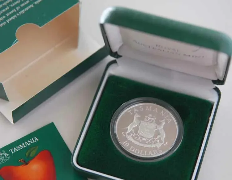 Extremely Rare Elizabeth Australia Ten Dollar Silver Proof Coin 1991 Year Tasmania Royal Australian Mint