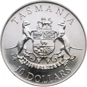 Extremely Rare Elizabeth Australia Ten Dollar Silver Proof Coin 1991 Year Tasmania Royal Australian Mint