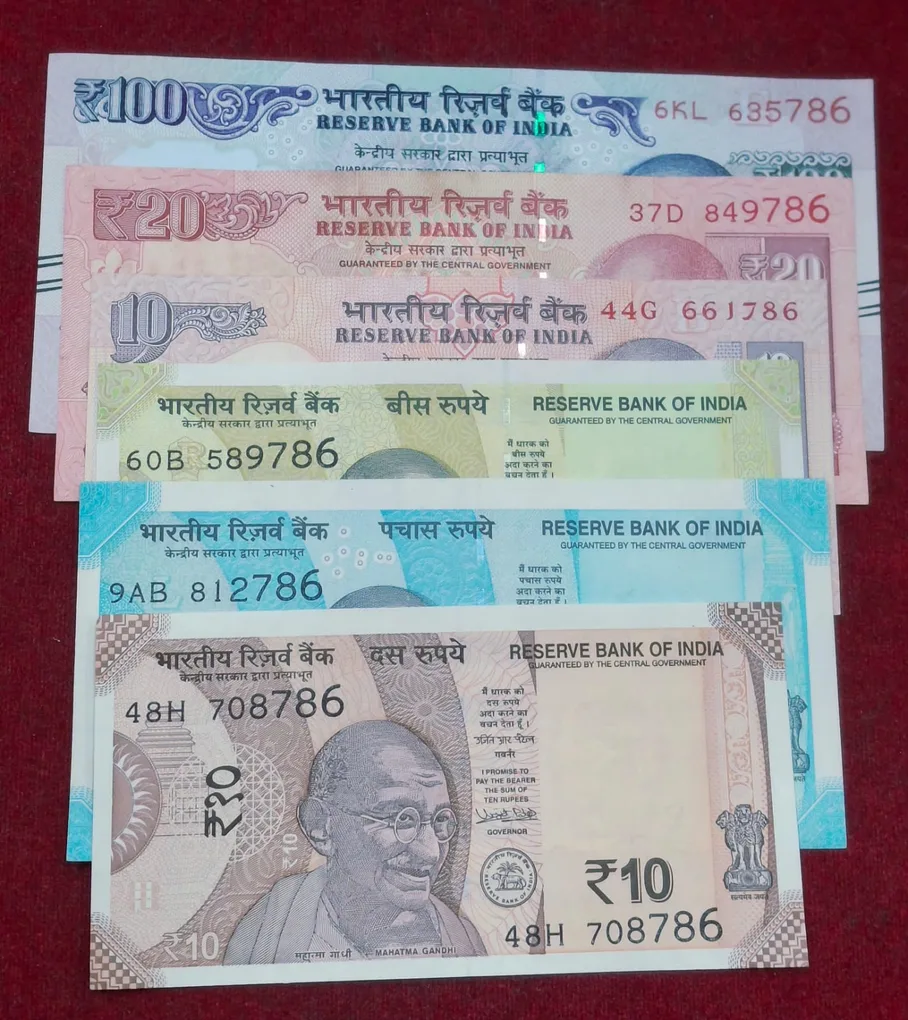 786 Fancy Number Six Different Note Gandhi Series