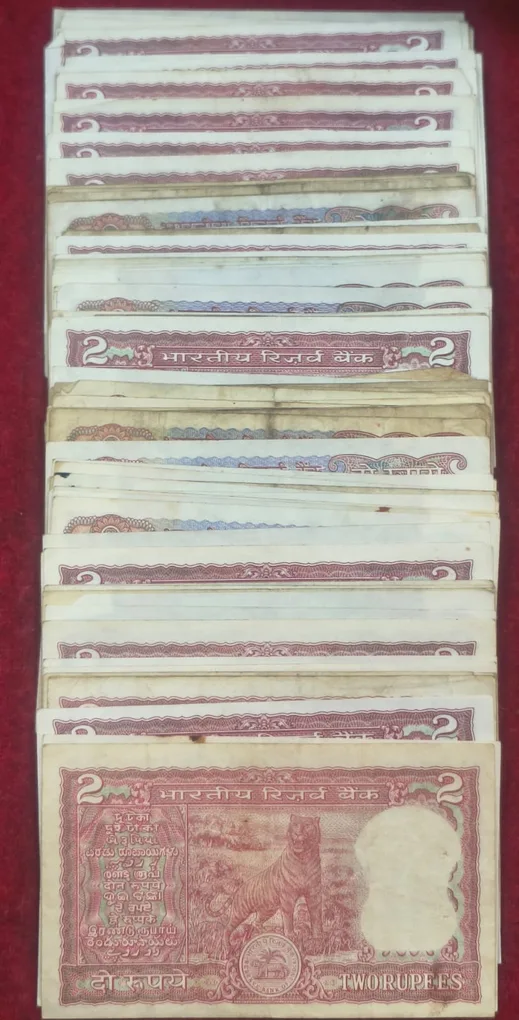 2 Rupees MIX Governor (100 PCS LOTT) Note Used Condition