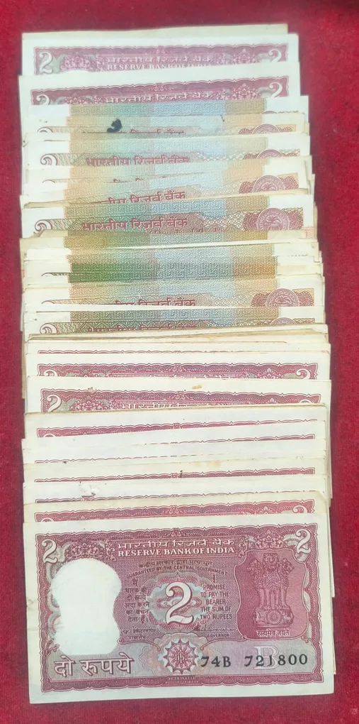 2 Rupees MIX Governor (100 PCS LOTT) Note Used Condition