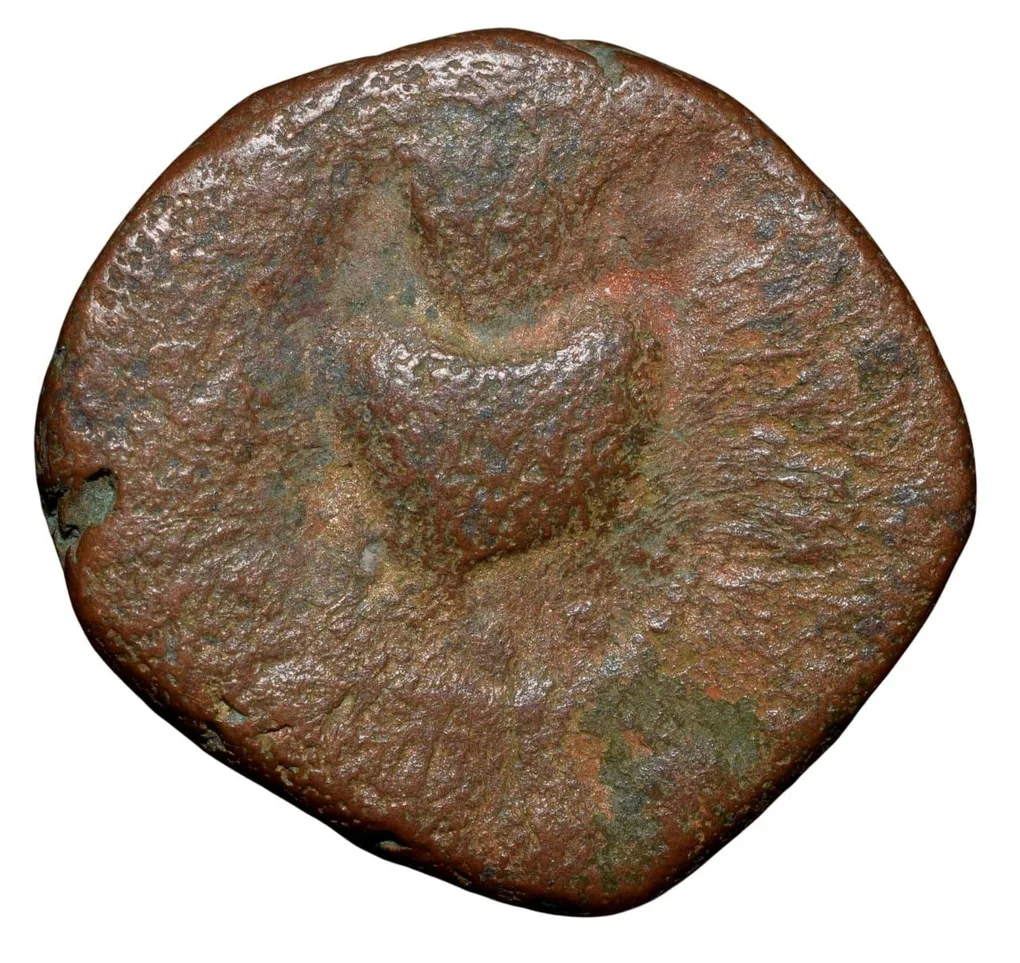 Copper Coin of Vasudev(AD 190-230) of Kushan Dynasty Ardoksho Deity Type