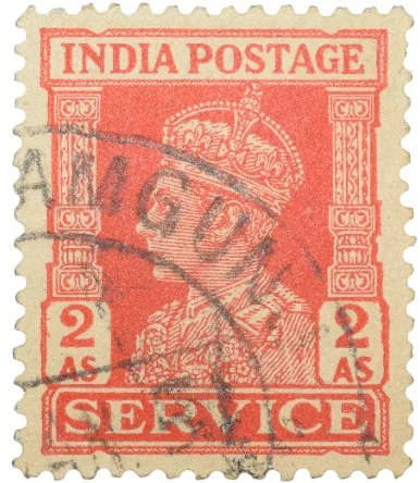 Postal Stamp of George VI 1/2 Anna Red Colour - Used Condition as per image.