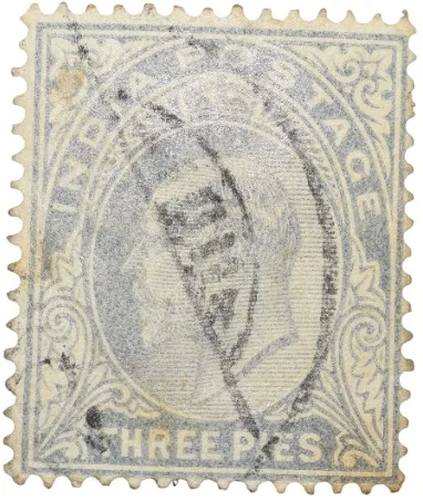 Postal Stamp of Edward VII 3 Pies Grey Colour - Used Condition as per image.