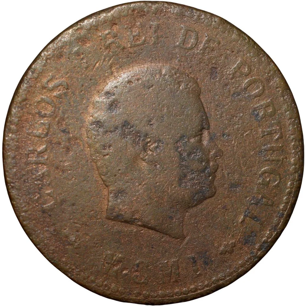 Copper 1/2 Tanga of Carlos I(AD 1901) of Indo-Portugal KM 16 Scarce Large Size