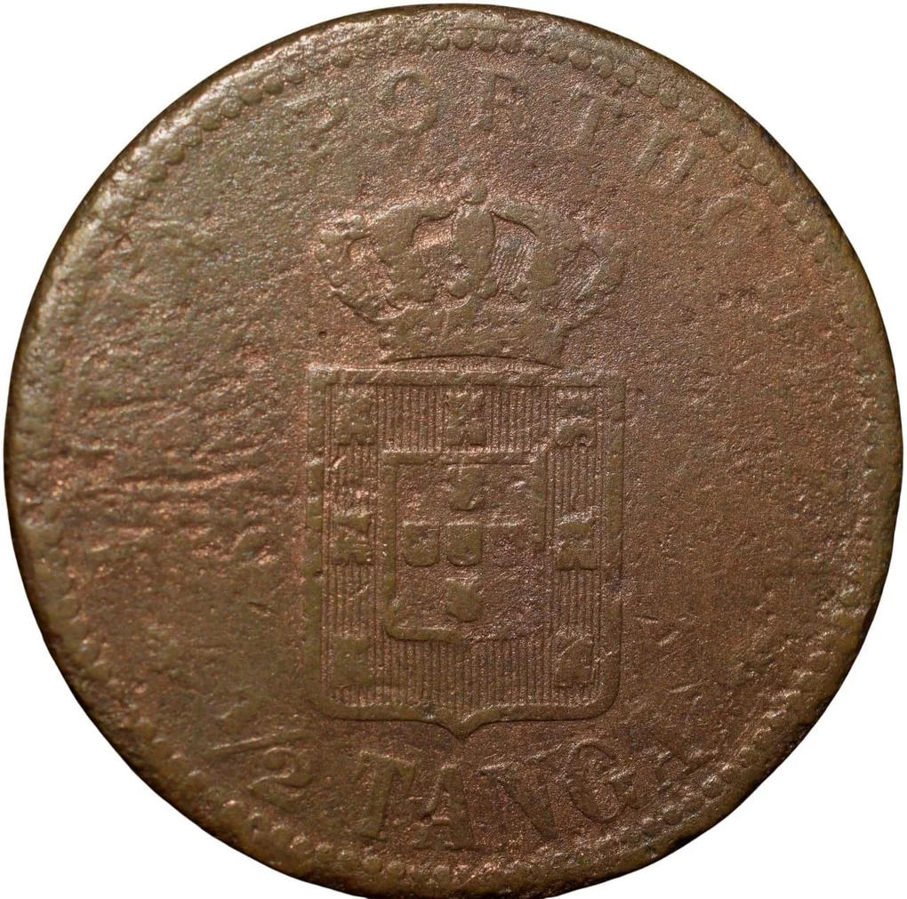 Copper 1/2 Tanga of Carlos I(AD 1901) of Indo-Portugal KM 16 Scarce Large Size