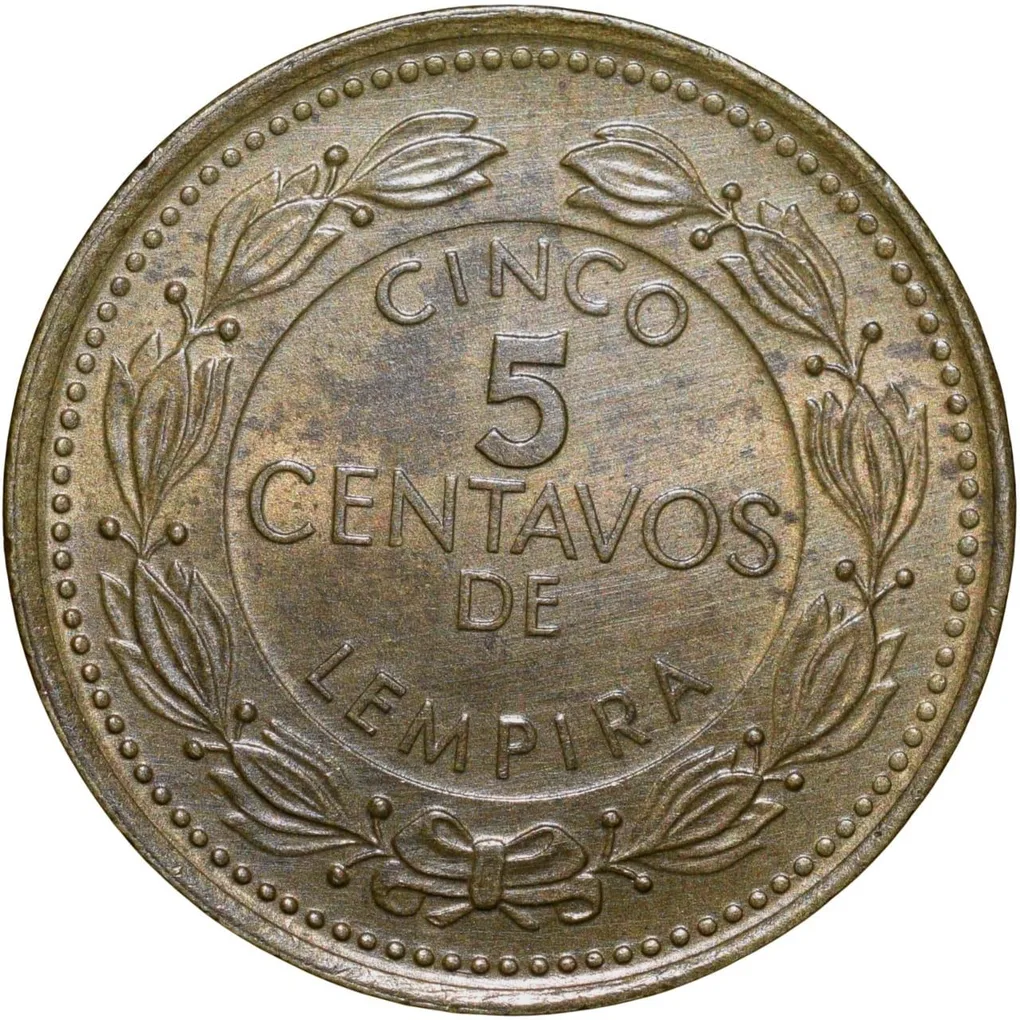 Brass 5 Centavos of Honduras Country (AD 1999) in Beautiful Grade