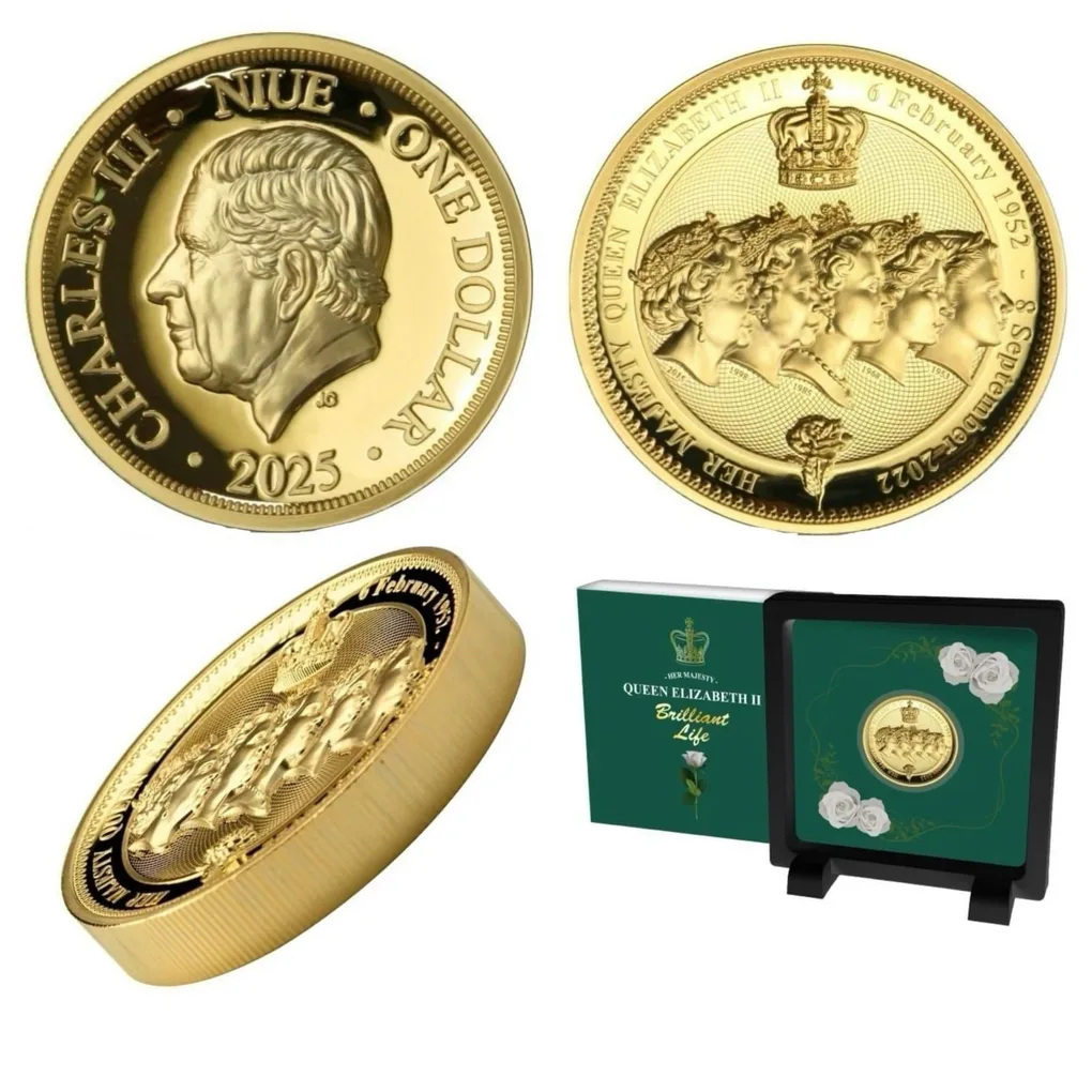 Queen Elizabeth Brilliant Life 1 Dollar Commemorative Issue by the government of Niue Unique and Rare