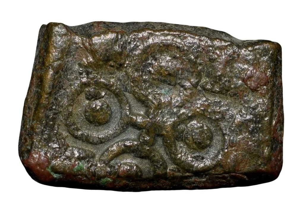 Copper Coin of Satavahan Dynasty(1st Cen.BC) from Vidarbha with 8-Spoked Wheel/Ujjaini Symbol