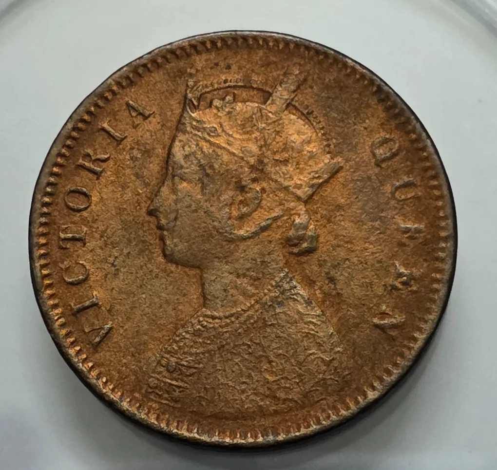 British India One Quarter Anna 1876 Copper Coin