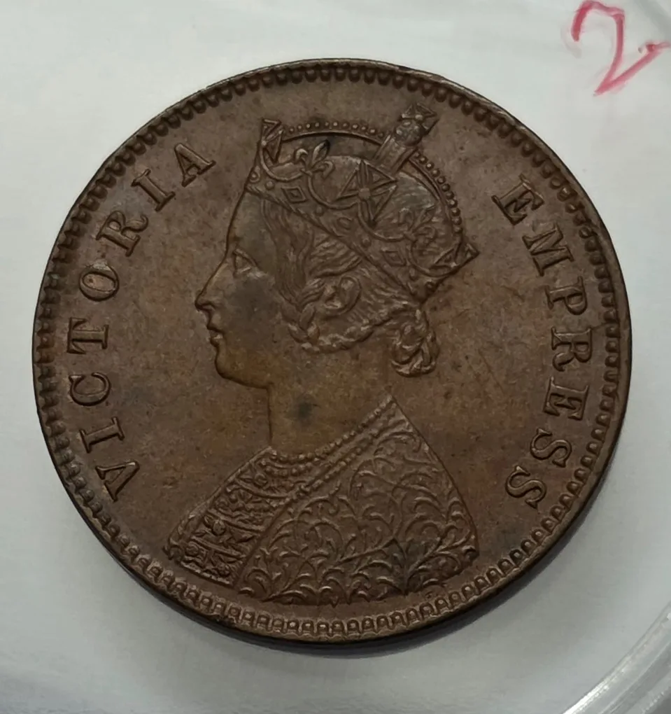 British India Victoria One Quarter Anna 1891 Copper Coin