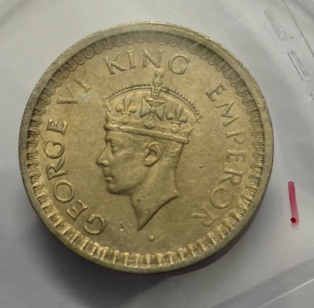 British India George VI Half Rupee 1944 Mumbai Mint Silver Coin High Grade