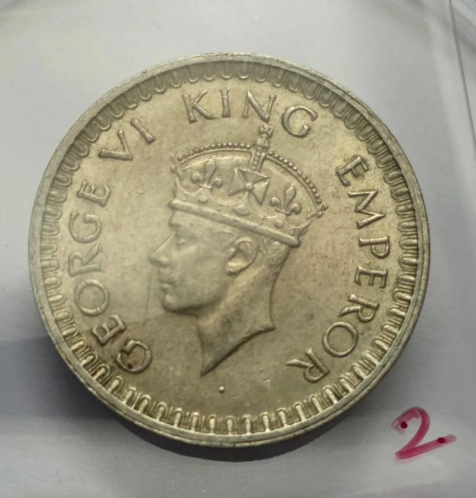 British India George VI Half Rupee 1942 Mumbai Mint Silver Coin High Grade