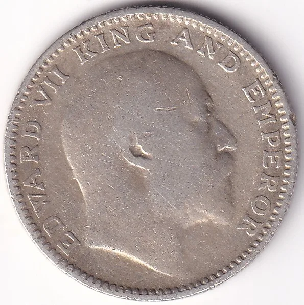 1/2 Rupee 1910 Silver British India Coin #2