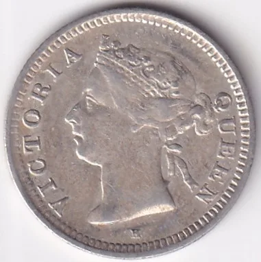 hong kong 5 cents victoria queen 1900 silver rare coin #2