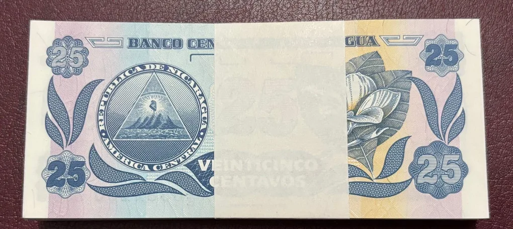 Nicaragua 25 Centavos 1991 Bundle 100 Notes serial Rare
