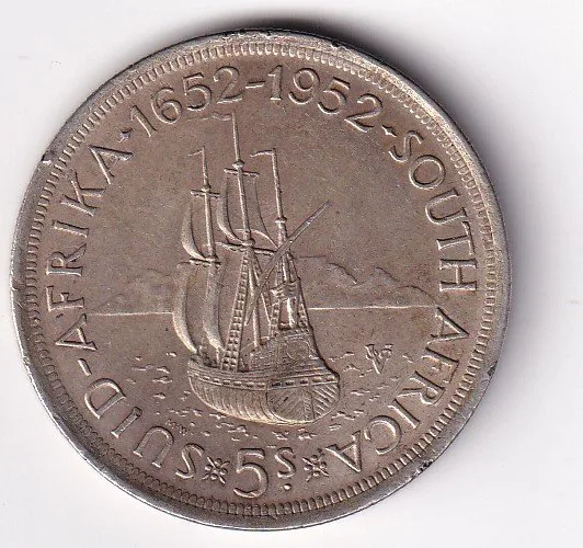 South Africa 5 Shillings(1652-1952) Commemorative issue 300 Years of Cape Town (Silver Weight 28.28 g) Rare Coin