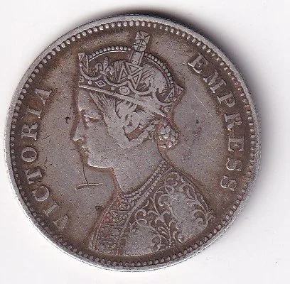 Princely state of Alwar 1 Rupee (1877-1882) Victoria [Mangal Singh] Sliver Coin #V-149