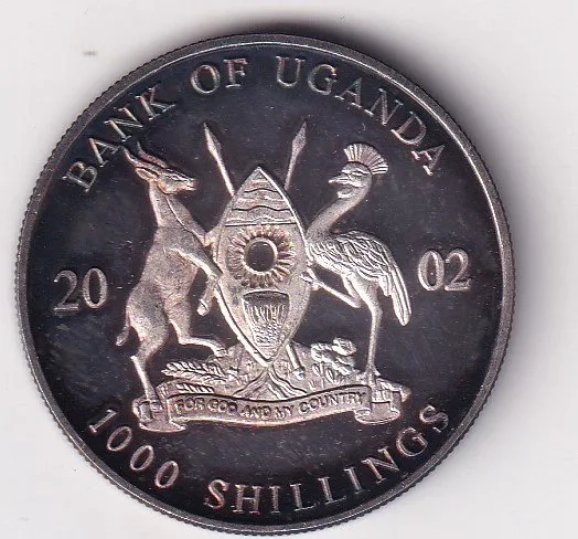 Uganda 1000 Shillings 2002 - Football Rare Silver Coin #V-202