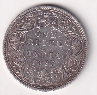 British-India 1 Rupee 1898 Rare Date - Victoria Silver Coin #V-222