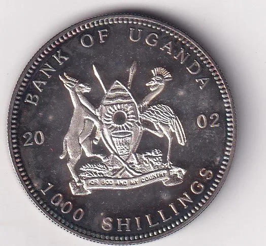 Uganda 1000 Shillings 2002 - Goal Rare Silver Coin #V-201