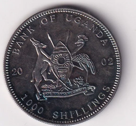 Uganda 1000 Shillings 2002 - Goalkeeper Rare Silver Coin #V-203