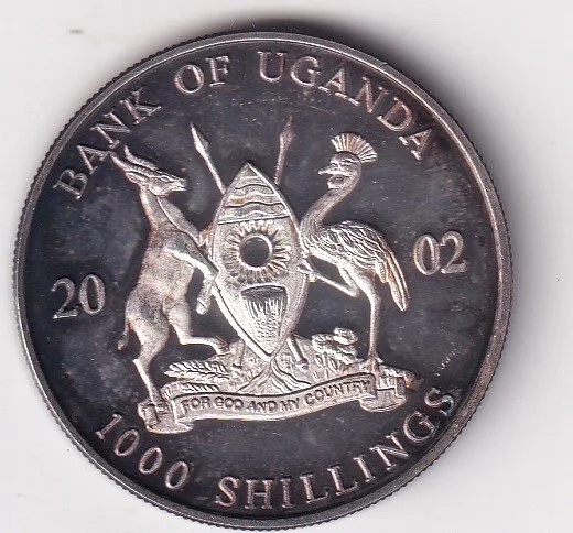 Uganda 1000 Shillings 2002 - Overhead kick Rare Silver Coin #V-206