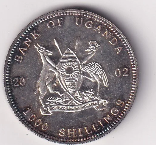 Uganda 1000 Shillings 2002 - Goal Rare Silver Coin #V-214