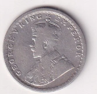 British-India  ½ Rupee 1915- George V Rare Silver Coin #V-250