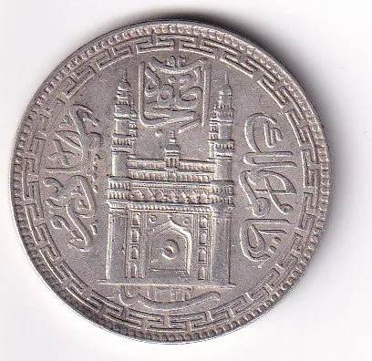 Princely state of Hyderabad 1 Rupee (1762-1950) Mir Usman Ali Khan Silver Coin #V-278