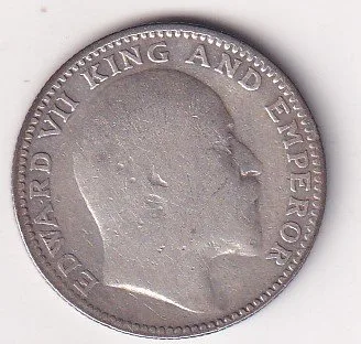 India - British  ½ Rupee 1910 - Edward VII Rare Silver Coin #V-424