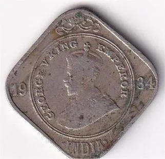 British India Two Anna 1934 George V Rare Coin #I-109