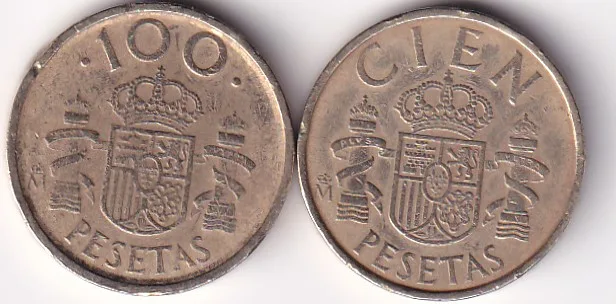Espana 100 Pesetas 2 Different Commemorative Coin Set #I-113