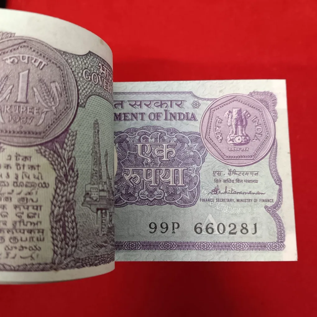 One Rs Old Rare Small Coin Bundle Finance Minister S Venkatraman 1987 Year