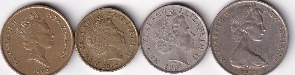 New Zealand 4 Different Coin (2 dollar to 20 cent) Coin SET#I-146