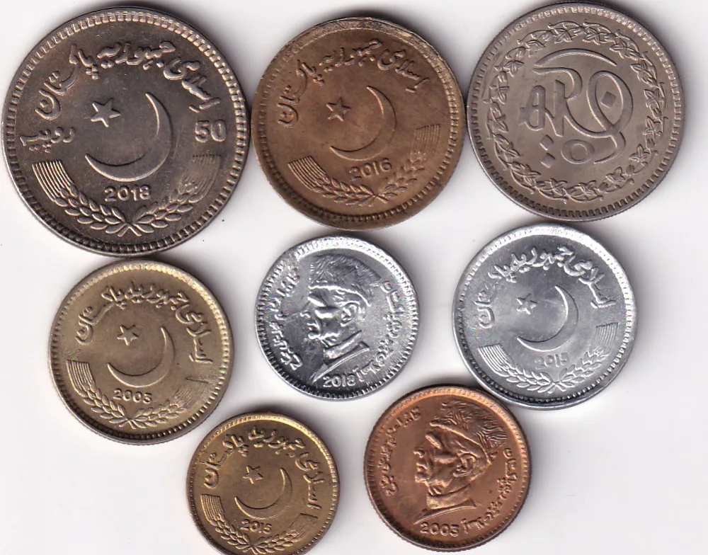 8 Pcs Unc Pakistan Commemorative Coin Set#I-163