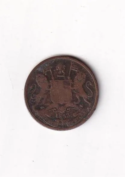 British India ½ Pice 1853 Victoria Rare Coin #I-167