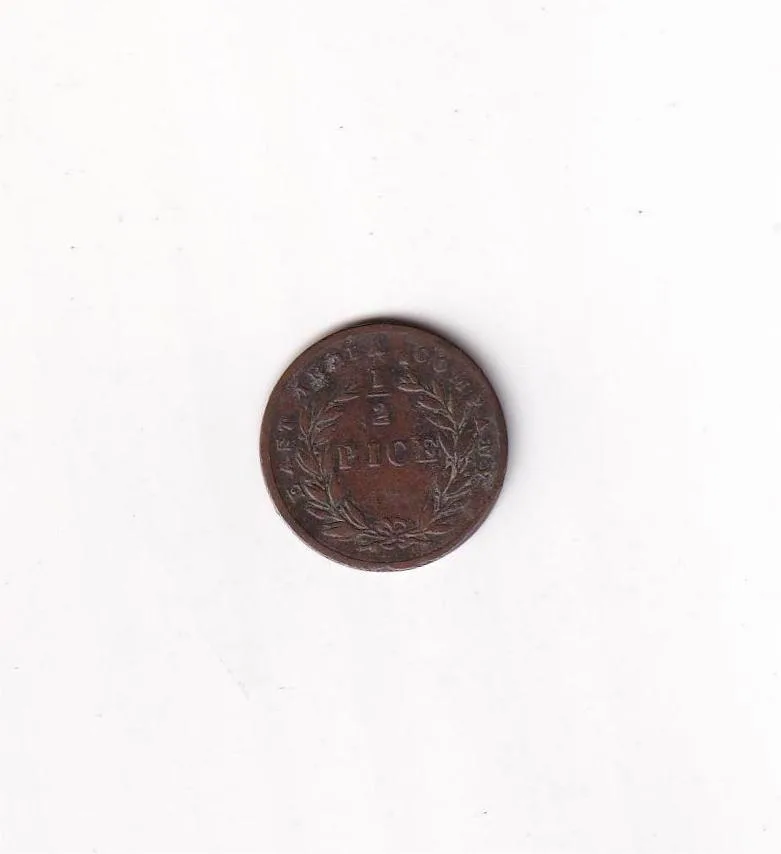 British India ½ Pice 1853 Victoria Rare Coin #I-167