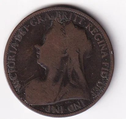 United Kingdom 1 Penny 1897 Victoria Rare Coin #I-181