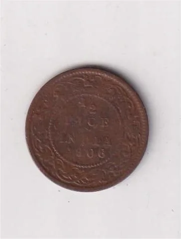 British India ½ Pice 1906 Edward VII Rare Coin #I-192